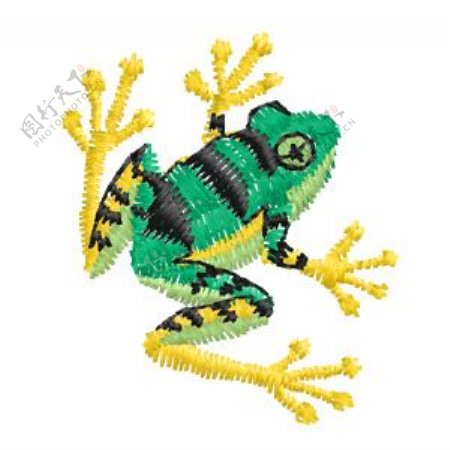 绣花动物青蛙绿色家纺免费素材