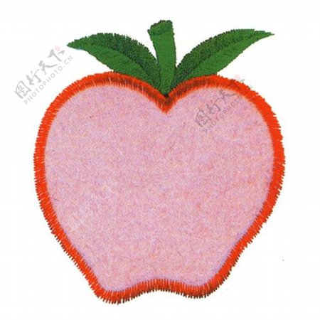 绣花苹果粉色红色绿色免费素材