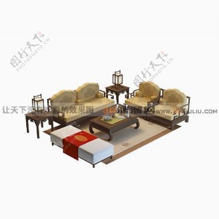 3D沙发茶几组合模型