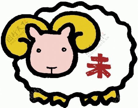 位图卡通动物绵羊文字可爱卡通免费素材