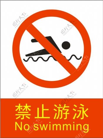 矢量禁止游泳提示牌分层未转曲