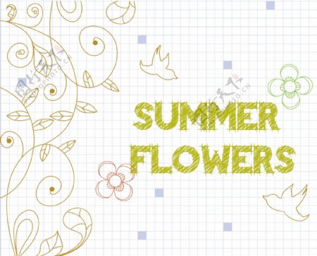 花与花页网格背景说明的涂鸦