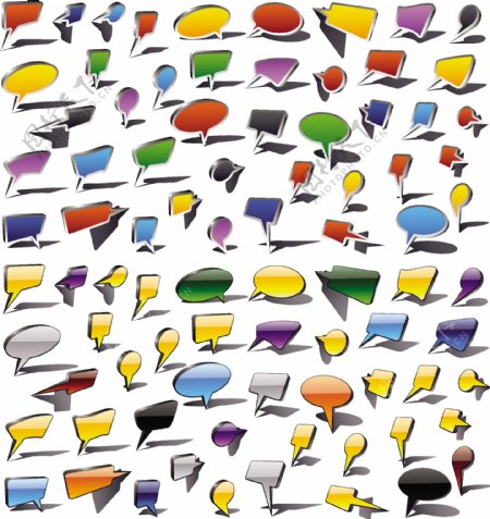 丰富多彩的语音泡沫和对话气球矢量图形