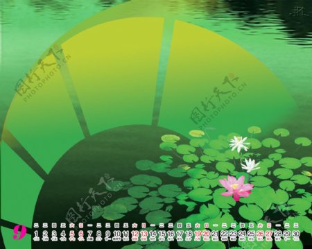 2009年日历模板2009年台历psd模板美好时光绿色情怀全套共13张含封面