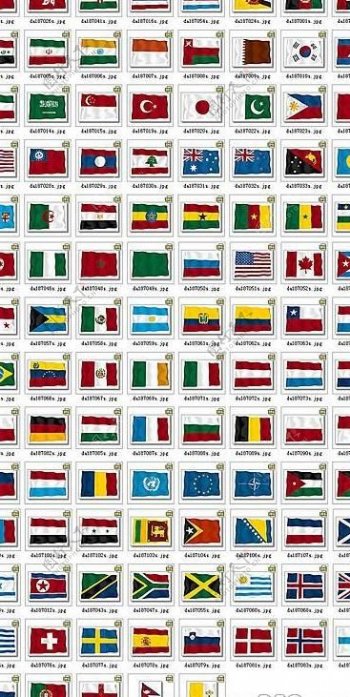 109个国家及地区飘动旗帜矢量素材