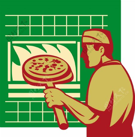 比萨制造商或贝克控股烤盘炉