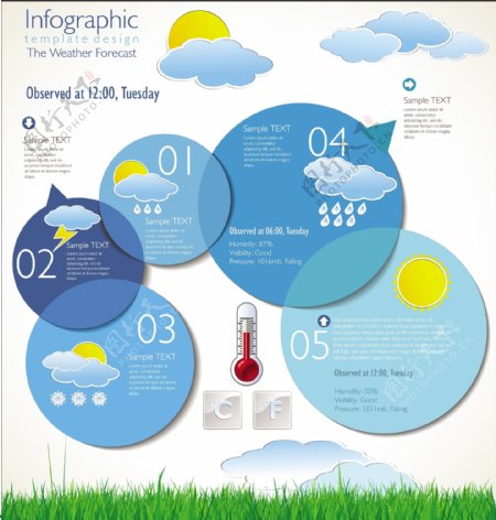 创意气象信息标签矢量素材1
