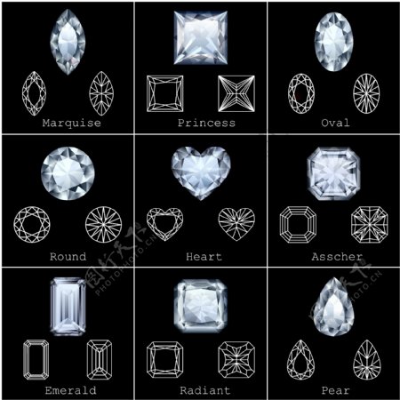 矢量形状对称的钻石