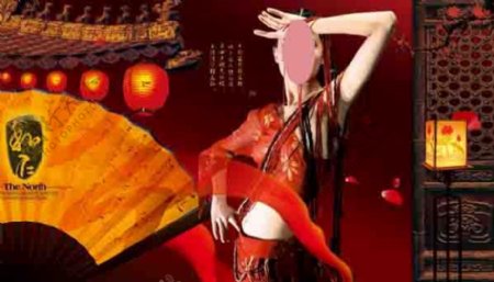 中国风红衣女