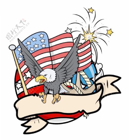 美国七月第四爱国主义旗帜的矢量插图