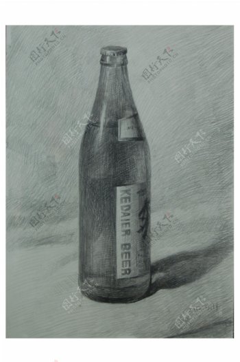素描啤酒瓶图片
