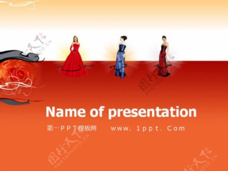 红色时装模特背景艺术PPT模板下载