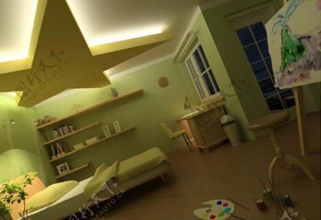 现代儿童卧室场景3d模型图片