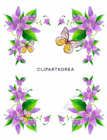 紫色花卉文本框矢量模板素材
