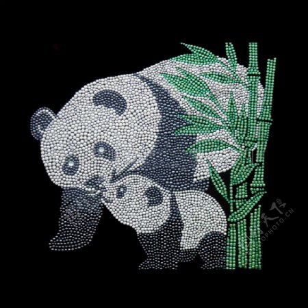 烫钻动物熊猫竹子卡通免费素材