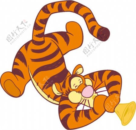 印花矢量图跳跳虎Tigger可爱卡通棕色免费素材