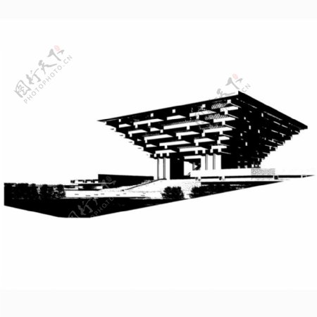 位图建筑个性建筑色彩黑白色免费素材