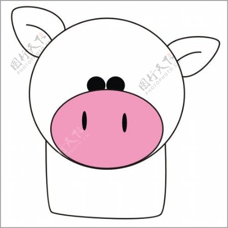 印花矢量图猪可爱卡通色彩免费素材