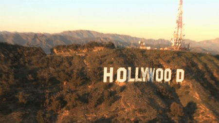 放大好莱坞标志航空股票视频视频免费下载