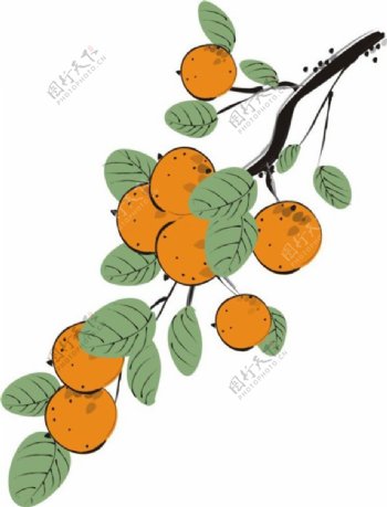 手绘树枝水果设计