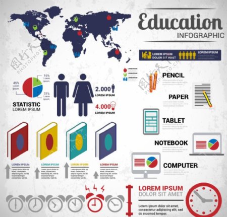 全球教育信息图矢量素材