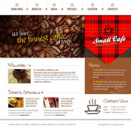 咖啡公司网页psd模板