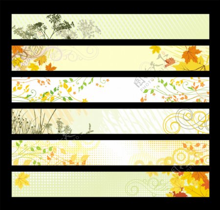 6种花卉banner矢量素材