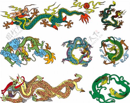 中国古典十龙中国古典龙纹矢量