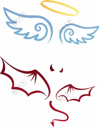 魔鬼和天使的翅膀矢量素材
