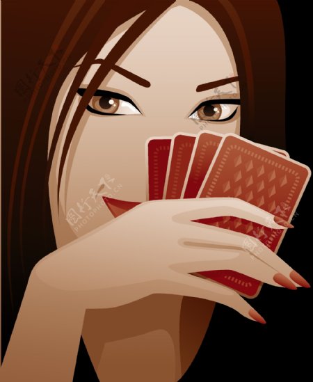 扑克和女性矢量素材