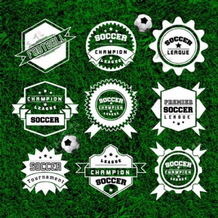 足球元素标签矢量素材