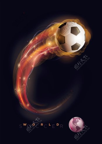 火焰足球矢量海报设计