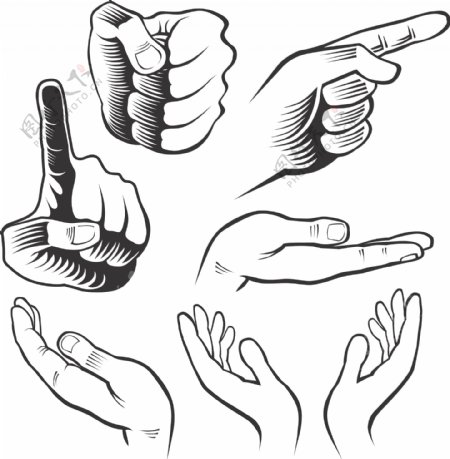 手工绘制的手势设计元素矢量图01