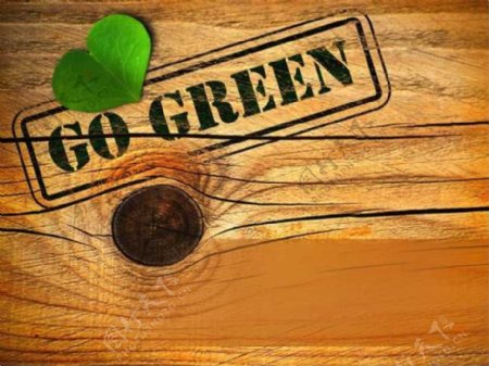 环保木板绿叶PPT模板