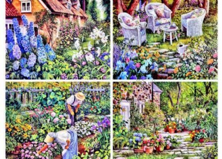 浪漫花园油画图片