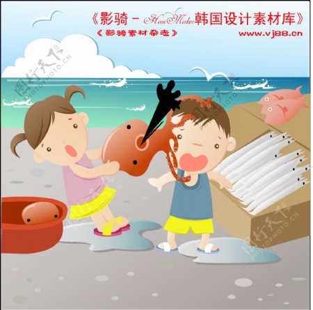 度假生活旅游度假家庭生活幸福生活矢量素材HanMaker韩国设计素材库