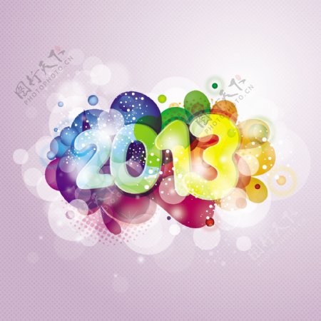 2013新年幻彩斑点背景矢量素材