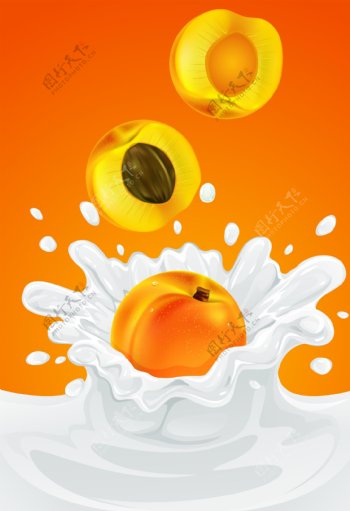 矢量图片桃子与牛奶