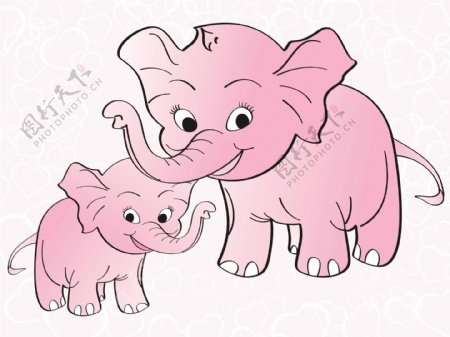 粉红心背景与大象
