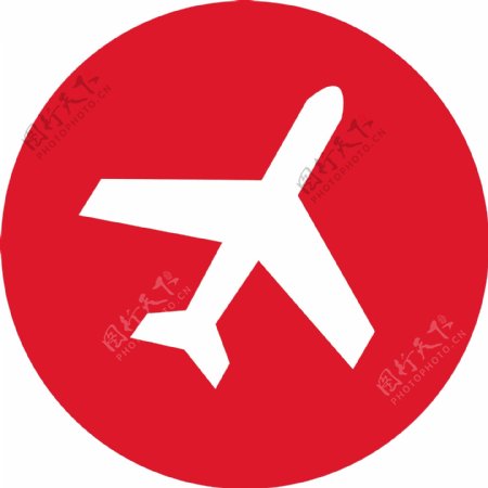 红色背景飞机图标