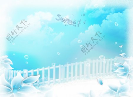 浪漫唯美蓝天白云背景图片PSD分层素材