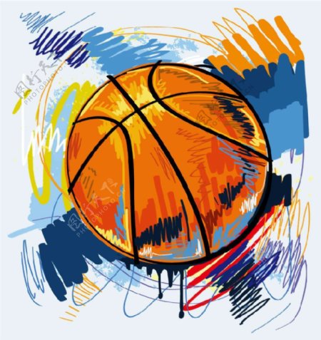 篮球涂鸦插画矢量素材