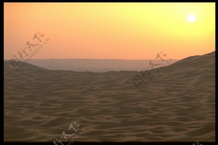 沙漠风景沙丘白云树林海水天空蓝天夕阳云海