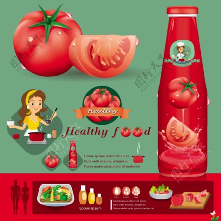 健康食品番茄创意海报矢量