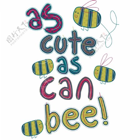 印花矢量图男童卡通动物蜜蜂文字免费素材