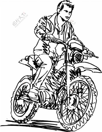 在跟踪矢量插画摩托车自行车的速度增加的草图