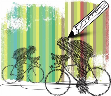 摘要彩色背景矢量插画自行车