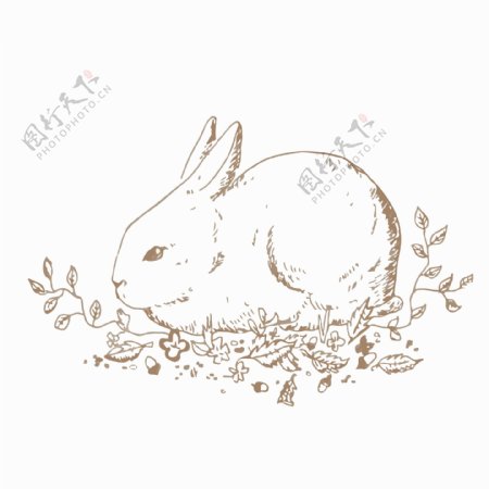位图可爱卡通卡通动物兔子植物免费素材