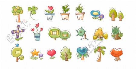 韩国绿色植物卡通