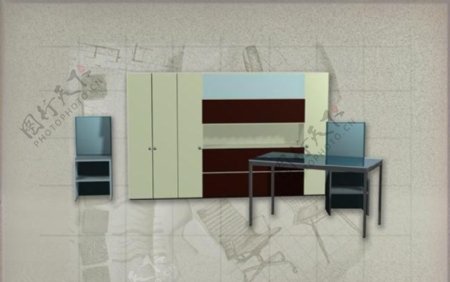 现代主义风格之家具组合3D模型组合019